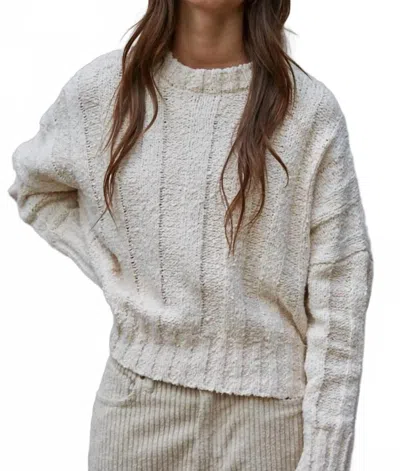 By Together Lume Wide Ribbed Pullover In Natural In White