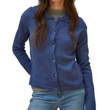 By Together Lumi Collared Cardigan Top In Midnight Blue