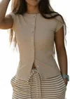 By Together Luna Breeze Cardi Top In Beige In Neutral