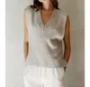 By Together Luxe Layer V-neck Vest In Heather Oatmeal In Gray