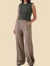 By Together Lydia Wide Leg Trouser Pants In Khaki In Green