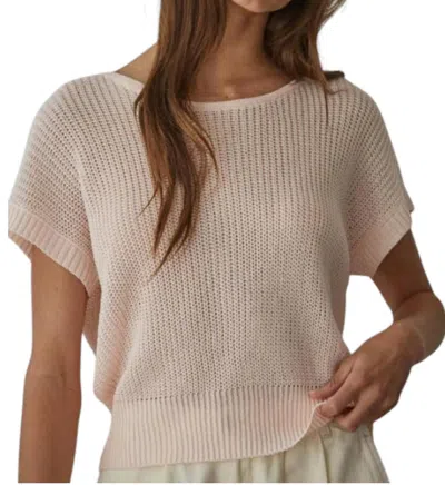 By Together Madden Loose Knit Short Sweater Top In Cotton Pink In Multi
