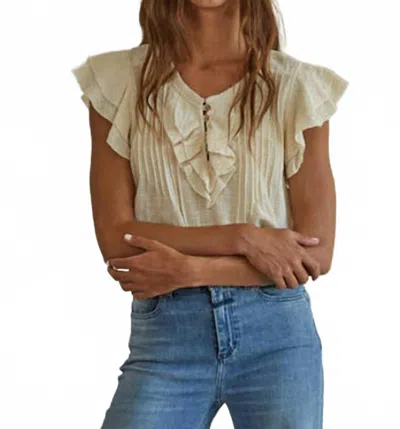 By Together Maude Woven V-neck Top In Cream In White