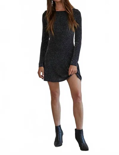 By Together Metallic Lurex Long Sleeve Mini Dress In Black