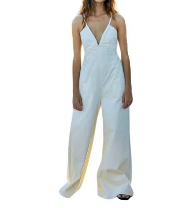 By Together Midweek Denim Jumpsuit In Ivory In Multi