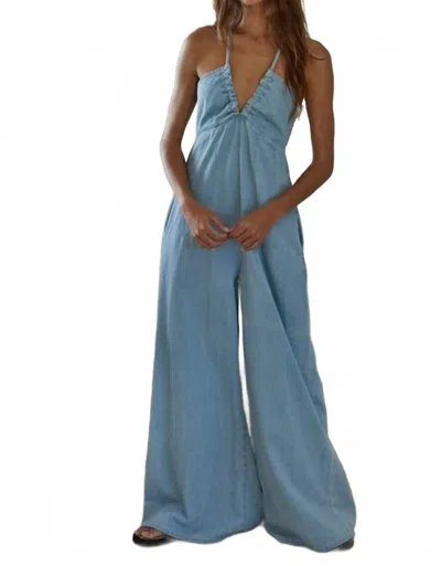 By Together Midweek Denim Wide Leg Jumpsuit In Light Blue