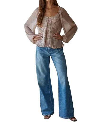By Together Molly Lace Trim Woven Top In Dusty Mauve In Neutral