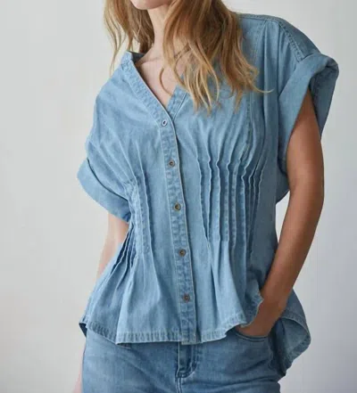 By Together Monoco Peplum Denim Top In Blue