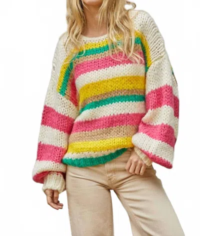By Together Monte Striped Sweater In Ivory Multi