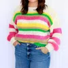 By Together Monte Striped Sweater In Ivory Multi In White