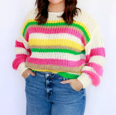 By Together Monte Striped Sweater In Ivory Multi In White