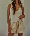 By Together Woven Eyelet Straight Leg Shorts In Natural In White