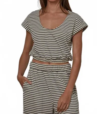 By Together Natalie Striped Top In Cream/black In Multi