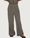 By Together Nikola Wide Leg Striped Pant In Ivory Denim In Black