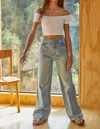 By Together Nonchalant Wide Leg Denim Pants In Medium Blue Denim In Multi