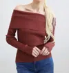 By Together Off The Shoulder Fitted Sweater In Burgundy In White