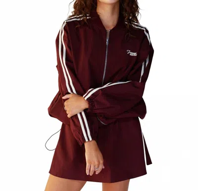 By Together On The Move Track Jacket In Maroon In Red