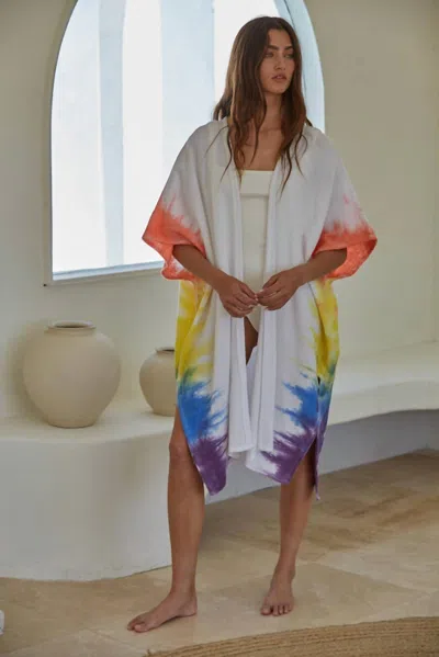 By Together One Love Cardigan In White In Multi