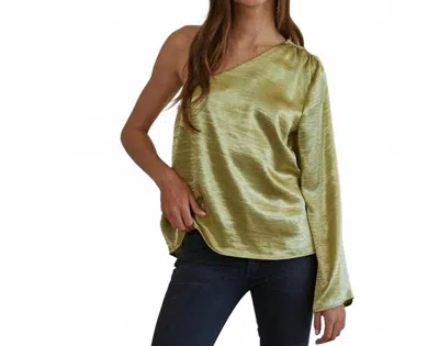 By Together One Shoulder Top In Olive Gold In Green