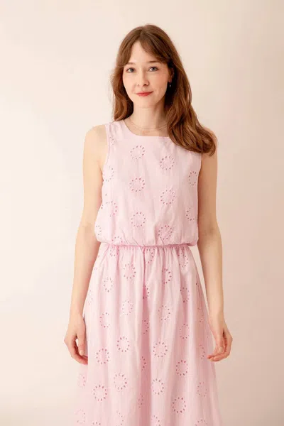 By Together Ophelia Eyelet Crop Top In Pink