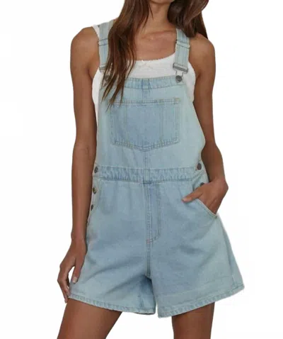By Together Oversized Woven Overall Shorts With Cuffs In Light Denim In Blue