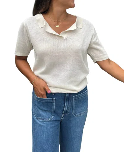 By Together Oxford Sweater Top In Cream In White