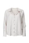 By Together Pleated Button-down Satin Shirt In Pearl In Gray