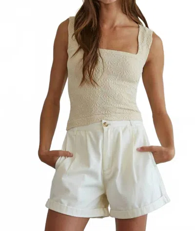 By Together Pleated Front Relax Fit Wide Leg Shorts In Cream In White