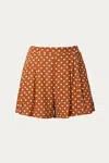 By Together Polka Dot High-rise Pleated Shorts In Camel In Multi