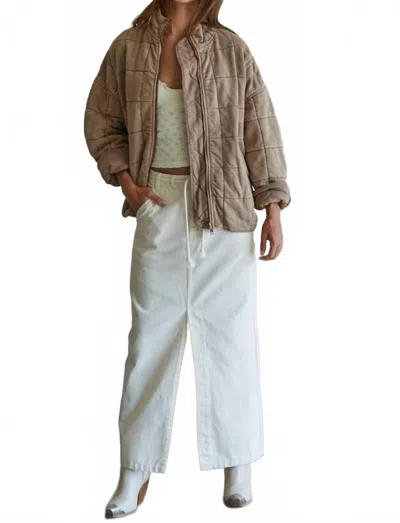 By Together Quilted Knit Jacket In Rose Taupe In Brown