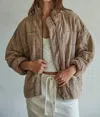 By Together Quilted Knit Mineral Washed Jacket In Rose Taupe