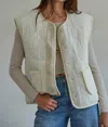 By Together Quinn Quilted Fleece Vest In Cream In White