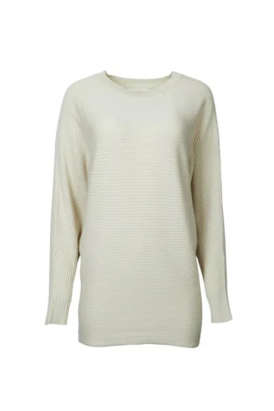 BY TOGETHER RIBBED COTTON-BLEND OVERSIZED SWEATER IN PALE BEIGE