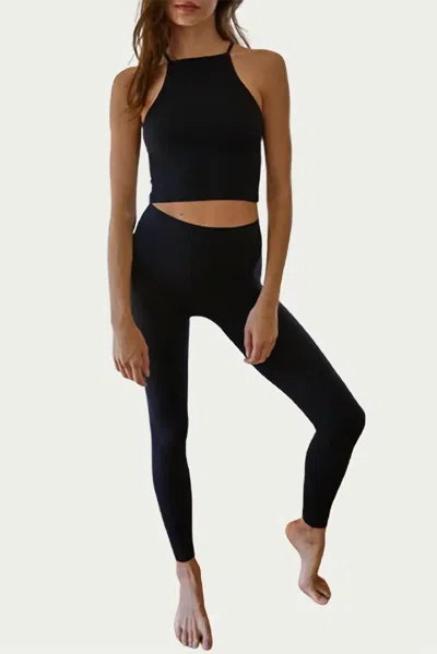 By Together Ribbed Cross-back Stretch-jersey Top In Black
