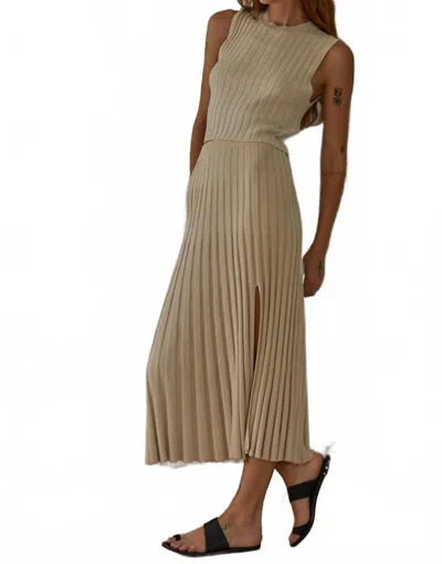 By Together Ribbed Knit Sweater Midi Skirt In Beige In Neutral