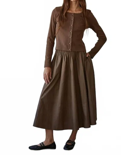 By Together Ribbed Long Sleeve Cardigan In Brown