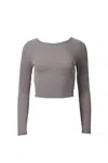 By Together Ribbed Open-back Stretch-modal Top In Mocha In Gray