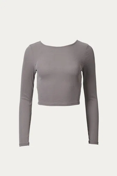 BY TOGETHER RIBBED OPEN-BACK STRETCH-MODAL TOP IN MOCHA