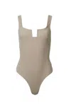 By Together Ribbed Stretch-cotton Bodysuit In Mocha In Brown