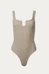 By Together Ribbed Stretch-cotton Bodysuit In Mocha In Multi