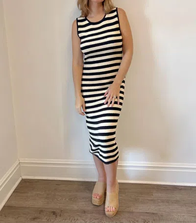 By Together Road Trip Stripe Maxi Dress In Black/natural