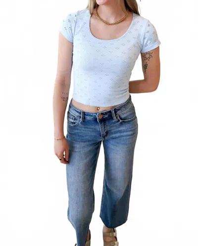 By Together Roma Fitted Eyelet Tee In Powder Blue