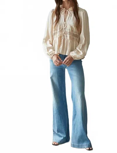 By Together Romantic Sheer Lace Detail Blouse In Beige In Multi