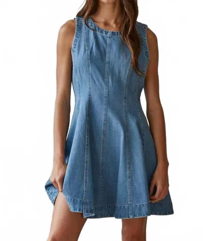 By Together Ryan Pleated Skirt Denim Dress In Blue
