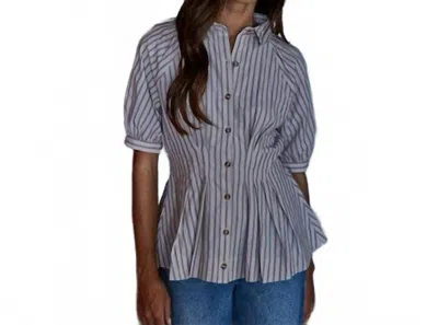 By Together Sable Striped Peplum Top In Taupe In Gray