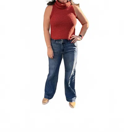 By Together Salma Sweater Crop Top In Rust In Red