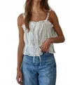 By Together Woven Cotton Eyelet Button Down Square Neck Top In White In White