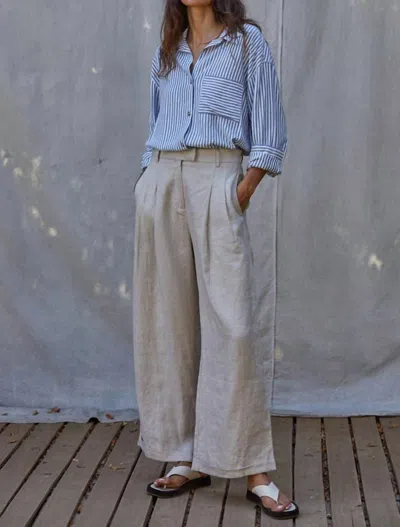By Together Sand Dune Woven Pants In Linen Beige