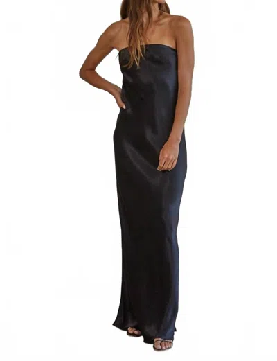 By Together Satin Tube Strapless Dress In Black