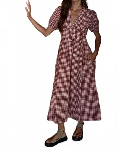 By Together Sayler Gingham Bodice Dress In Red In Burgundy